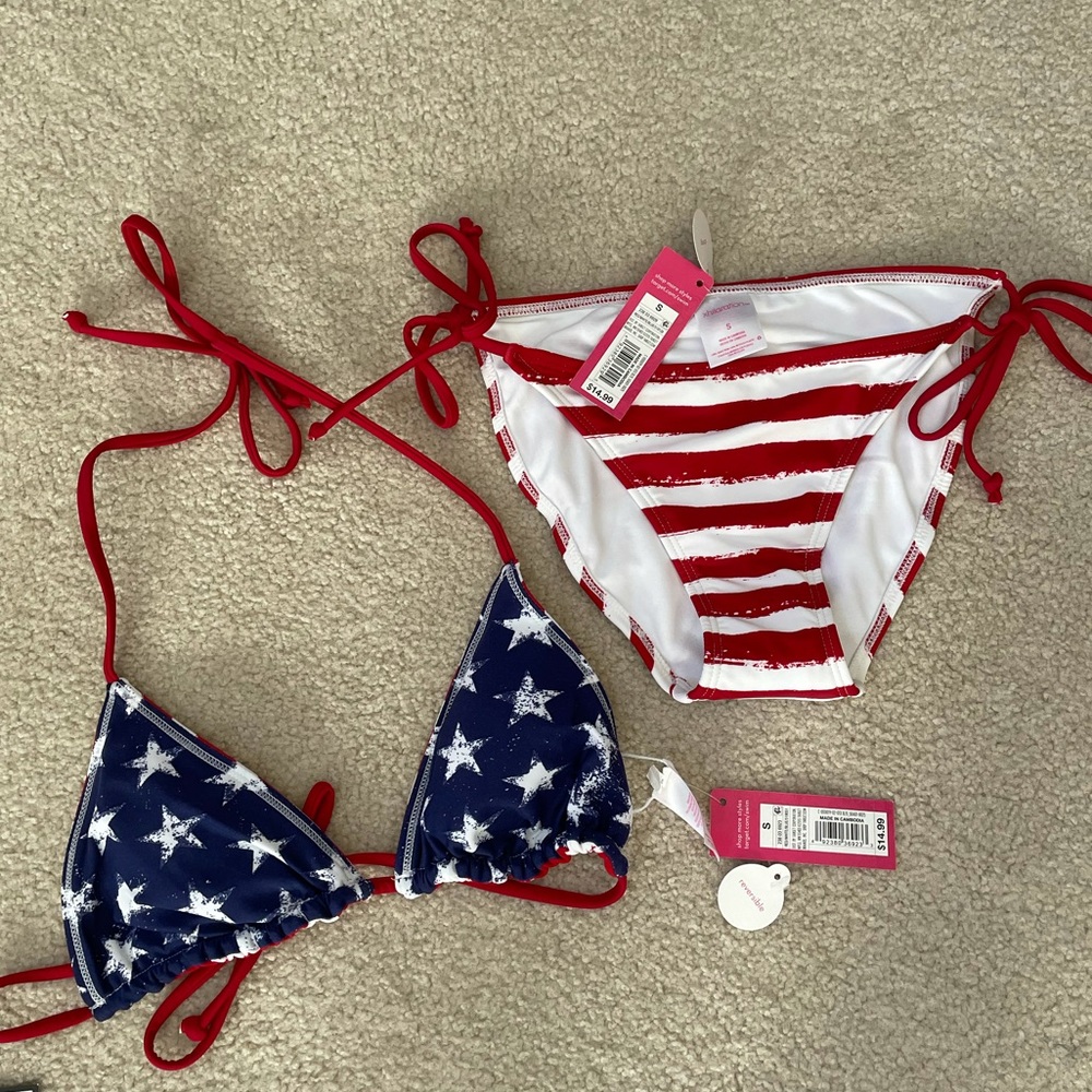 Red White and Blue Bikini Set
